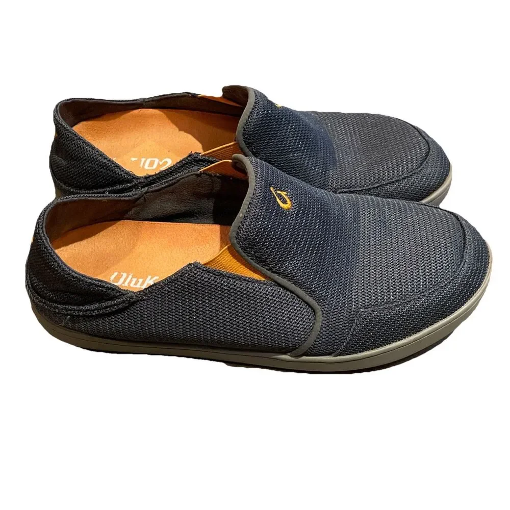 OluKai Nohea Mesh Slip-On Shoes Fog Gray Mens Size 8 EU 41 Fold-Down Heel